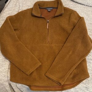 Free Fly Sherpa Fleece Quarter Zip Pullover | Caramel Brown Cozy Jacket – Small